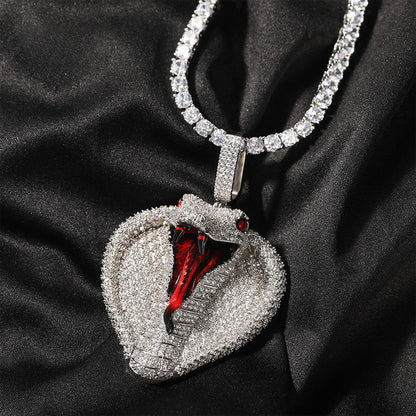Iced Snake Pendant Necklace for Men Women - Cubic Zirconia Hip Hop Statement Chain in Gold or Silver Tone