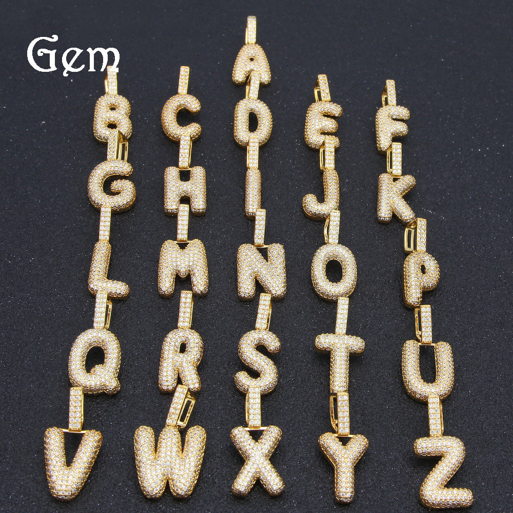 Custom Iced Out Letter Pendant Necklace with Twisted Chain for Women & Men - Gold Plated or Silver Plated Cubic Zirconia Initial Statement Jewelry