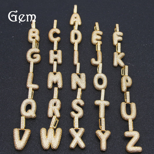 Custom Iced Out Letter Pendant Necklace with Twisted Chain for Women & Men - Gold Plated or Silver Plated Cubic Zirconia Initial Statement Jewelry