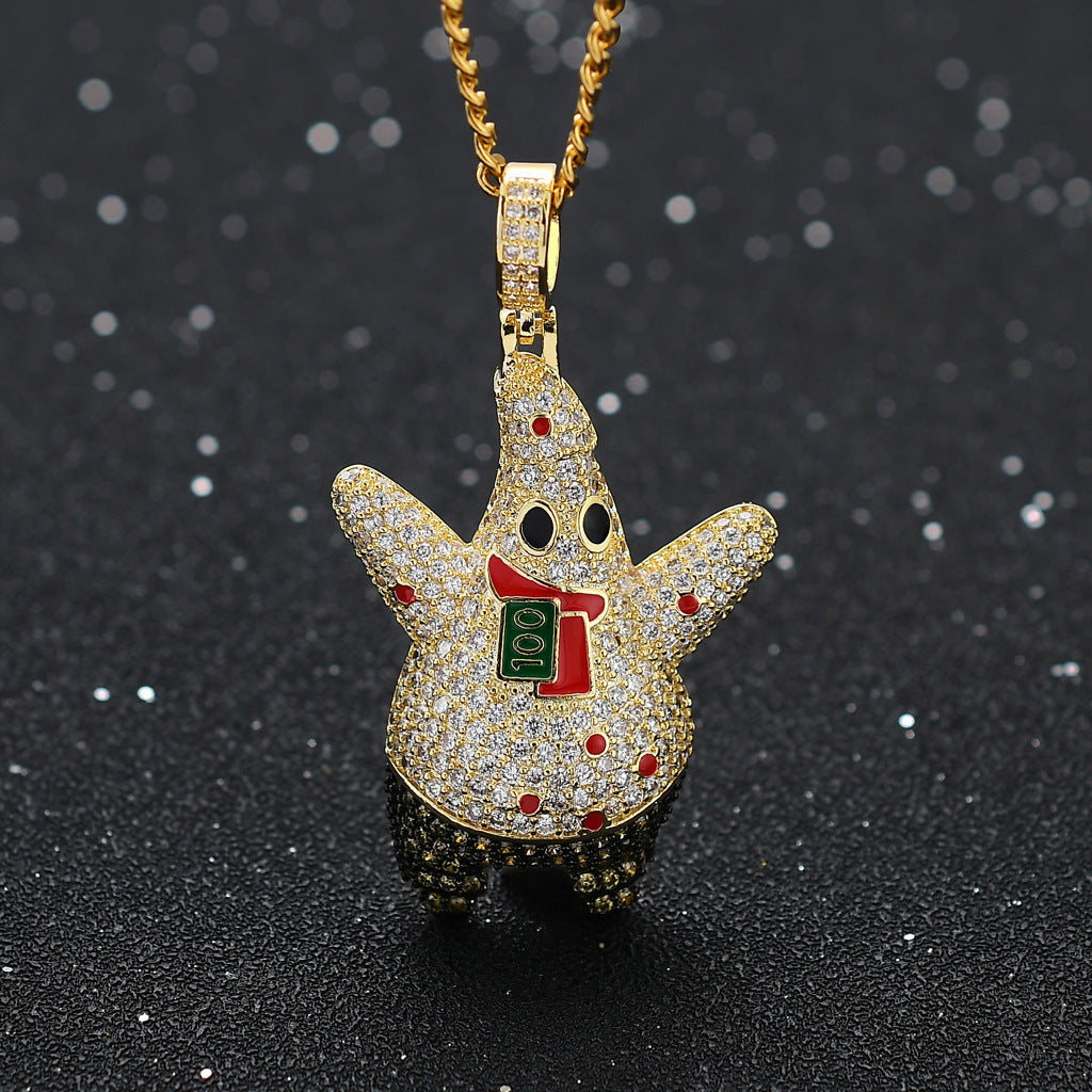Geometric Round Cubic Zirconia Pendant Necklace for Men and Women
