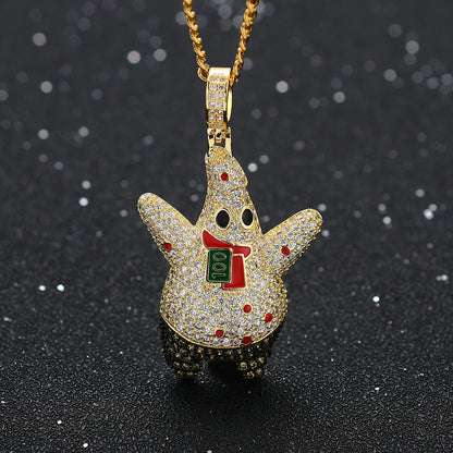 Geometric Round Cubic Zirconia Pendant Necklace for Men and Women