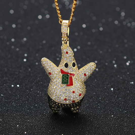 Geometric Round Cubic Zirconia Pendant Necklace for Men and Women
