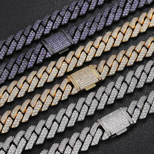 15 mm Colored CZ Cuban Hip Hop Necklace or Bracelet with Copper Base - CHA083 product image