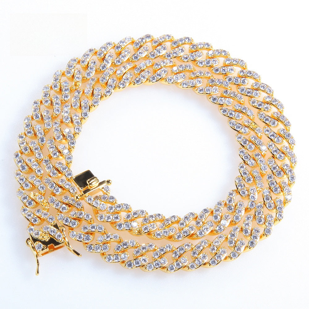 Iced Out Cuban Link Chain Bracelet, Anklet & Necklace with Cubic Zirconia in Gold and Silver Tone product image