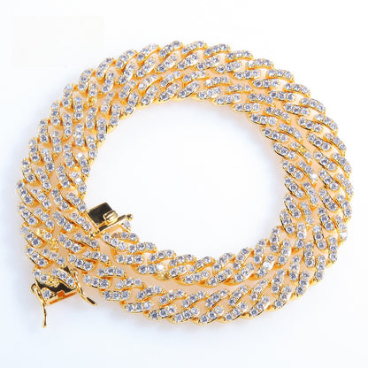Iced Out Cuban Link Chain Bracelet, Anklet & Necklace with Cubic Zirconia in Gold and Silver Tone