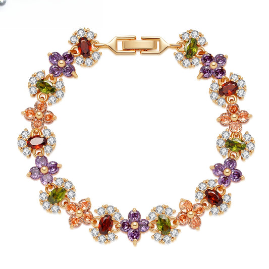 Floral Gem Statement Bracelet for Women