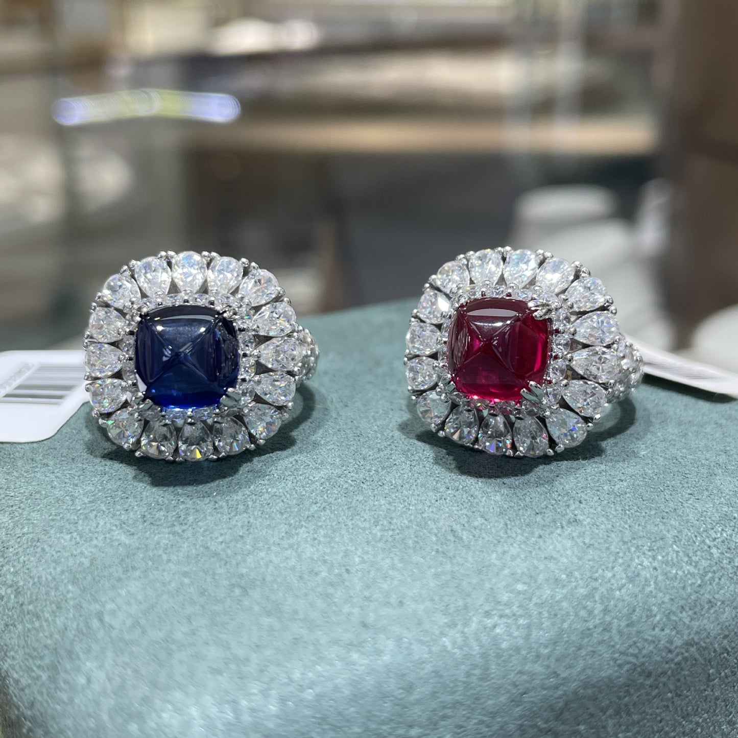 Vintage Cushion-Cut Gemstone Halo Ring, S925 Silver 18K Gold Plated product image