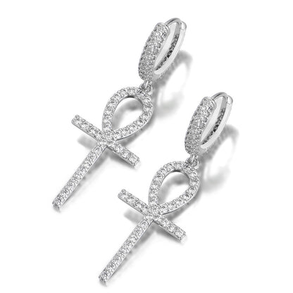 Vintage Cross Copper Earrings for Men