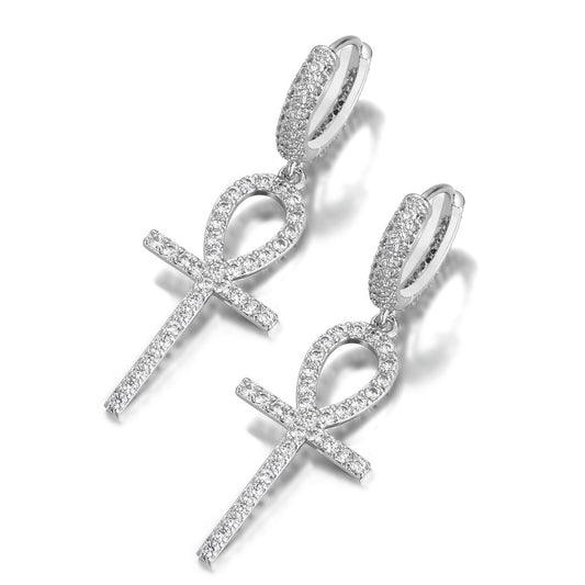 Vintage Cross Copper Earrings for Men