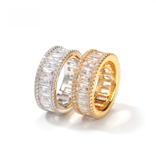 Unisex Round Band Cubic Zirconia Ring in Gold or Silver Color - Statement Stackable Fashion Ring alternate product image