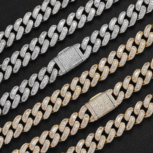 15 mm Iced Cuban Hip Hop Necklace or Bracelet with Cubic Zirconia on a Copper Base - CHA118 product image