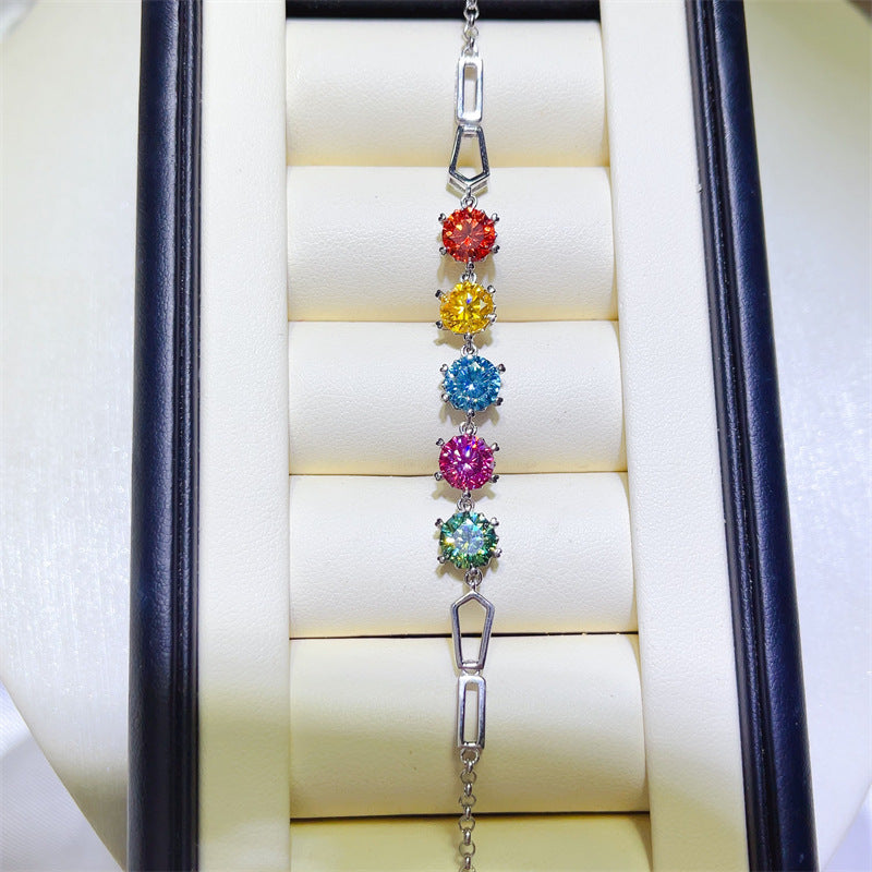 Colorful Moissanite Tennis Bracelet for Women, Sweet Snowflake-Inspired Link Bracelet product image
