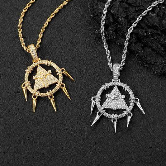 Hip Hop Vintage Geometric Copper Pendant Necklace for Men and Women