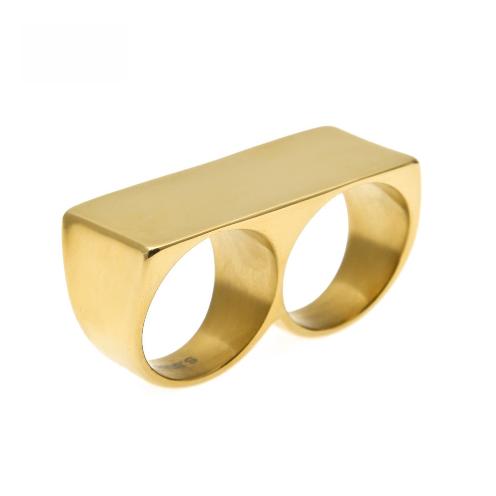 Unisex Minimalist Oval Stainless Steel Ring in Gold or Silver