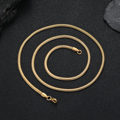 3-5 mm Polished Snake Chain Hip Hop Necklace or Bracelet with Stainless steel Base - CHA161