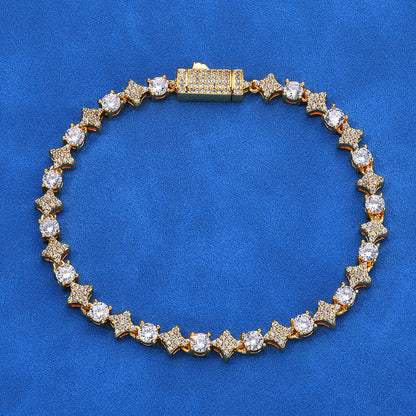 6 mm Diamond and Round CZ Link Copper Bracelet - CHA304