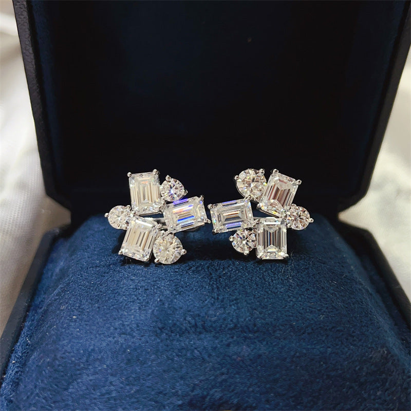 Moissanite Earrings, 8.2 Carat Cluster Ear Cuff Style Stud Earrings for Women product image