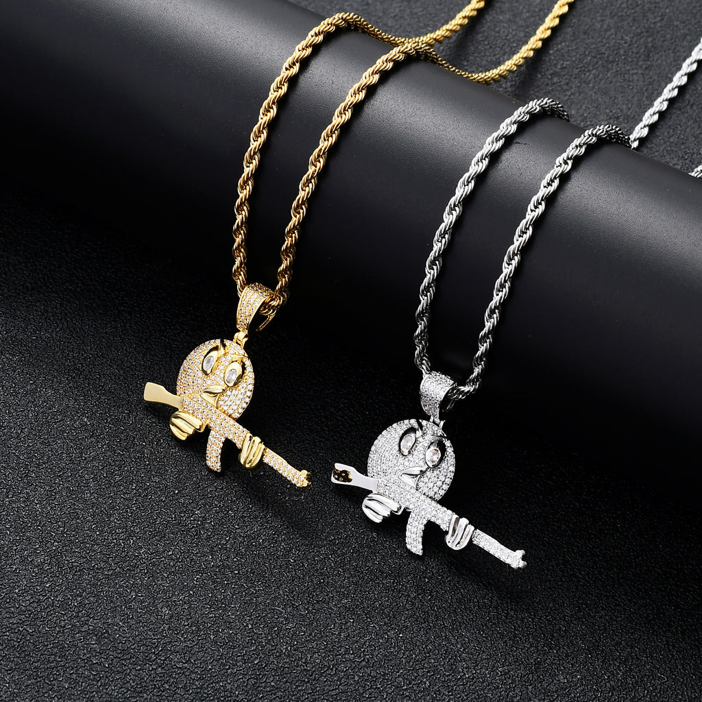 Hip Hop Fashion Cubic Zirconia Pendant Necklace for Men and Women