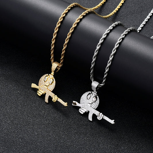 Hip Hop Fashion Cubic Zirconia Pendant Necklace for Men and Women