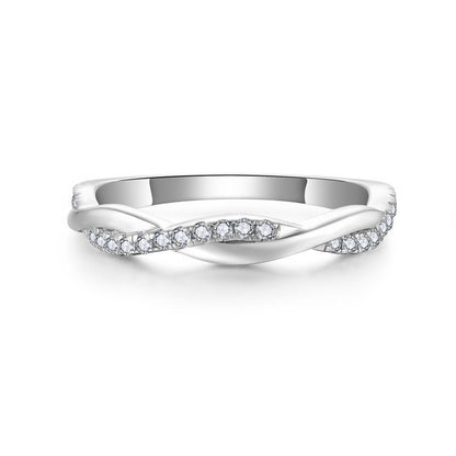 Moissanite Twist Crossover Ring for Women, Elegant Stacking Wedding Ring