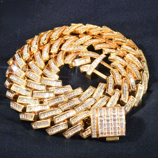 Unisex Iced Rectangle Link Statement Necklace