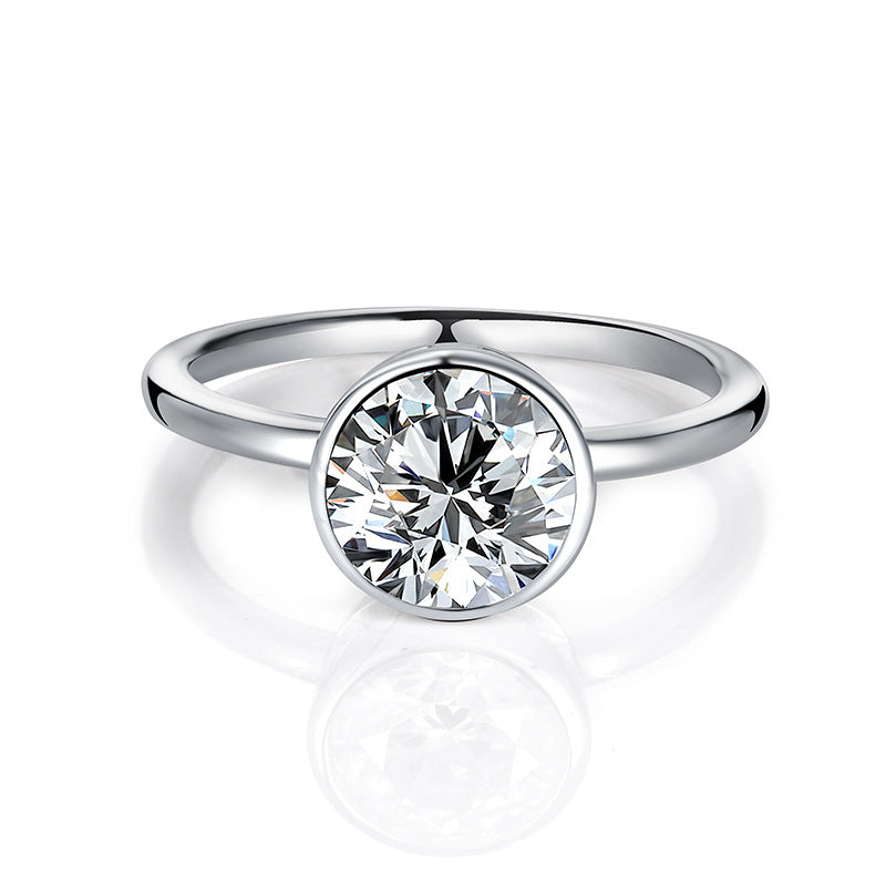 Round Moissanite Solitaire Ring, 8mm Center Stone, S925 18K Gold Plated product image