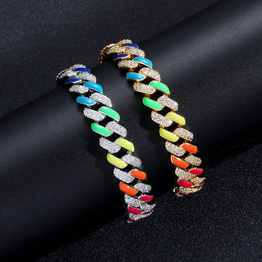 Hip Hop Punk Cuban Link Cubic Zirconia Bracelet for Men