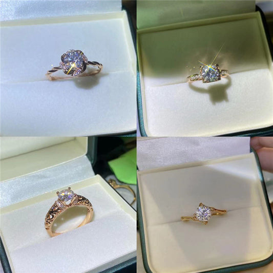Moissanite Floral Solitaire Ring for Women, Rose Bloom Twist Engagement Style Ring, Sizes 8-19