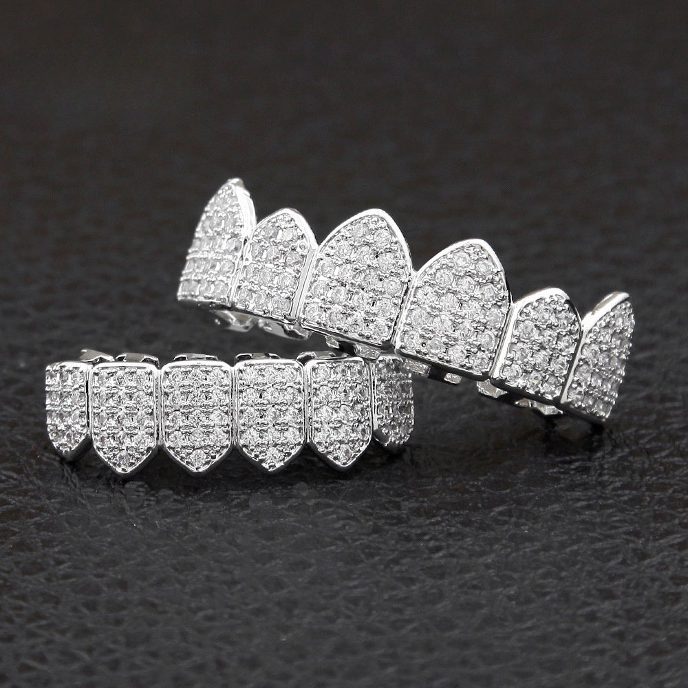 Iced Crystal Grillz Set for Women and Men – Trendy Gold, Silver & Two-Tone Statement Teeth Jewelry