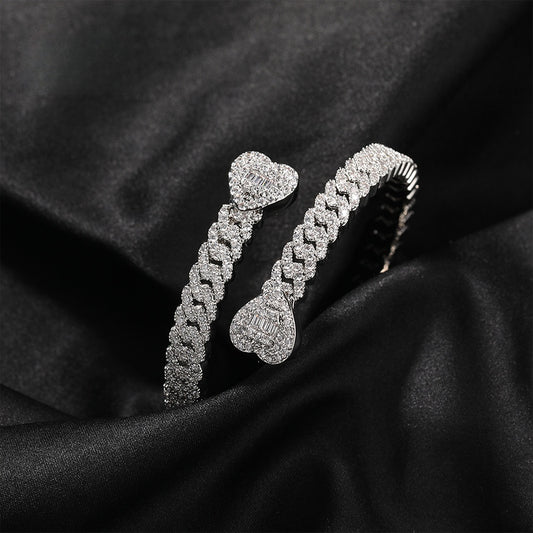 Iced Out Cubic Zirconia Chain Bracelet for Women – Statement Copper Bracelet in Gold, Silver & Rose Gold, 8 Inch