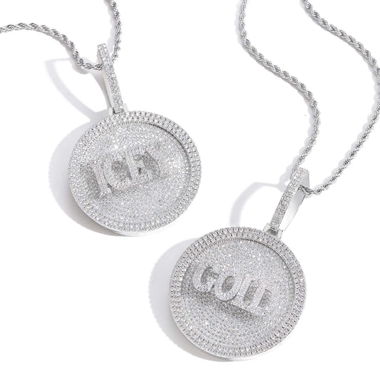 Hip Hop Light Luxury Letter Square Cubic Zirconia Pendant Necklace for Men and Women