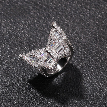Butterfly Cubic Zirconia Statement Ring for Women & Men - Gold Plated or Silver Plated Hip Hop Style Band