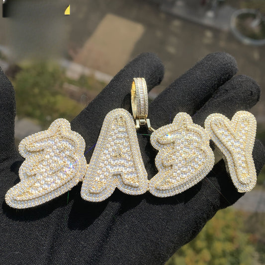 Iced Out Dad Letter Pendant Necklace for Men