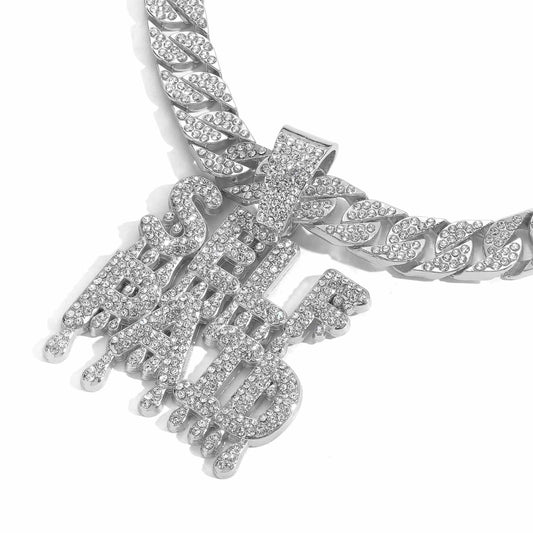 Hip Hop Letter Cubic Zirconia Pendant Necklace for Men and Women