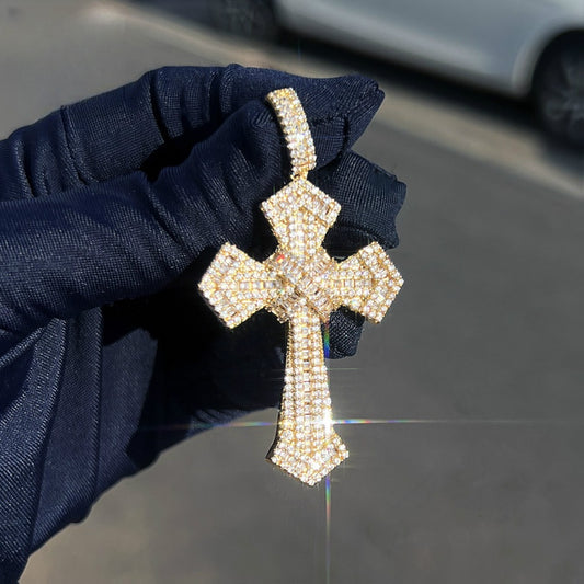 Iced Out Cross Pendant Necklace for Men Unisex Hip Hop Jewelry