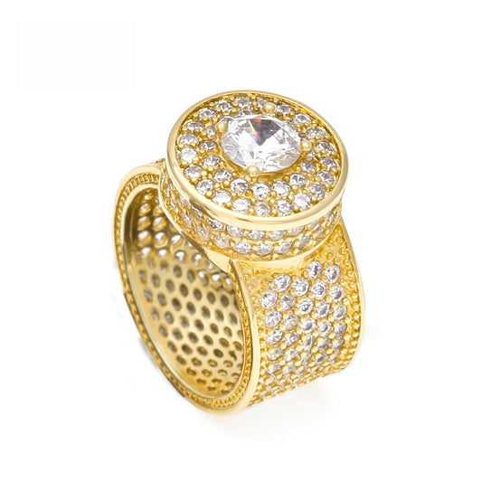 Men’s Round Cubic Zirconia Statement Ring in Gold or Silver Color