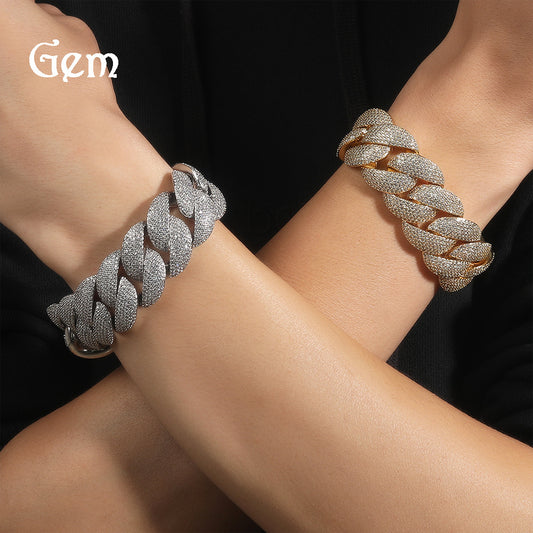 Men’s Iced Cuban Link Bracelet & Chain Necklace with Cubic Zirconia, Gold or Silver Tone Statement Jewelry