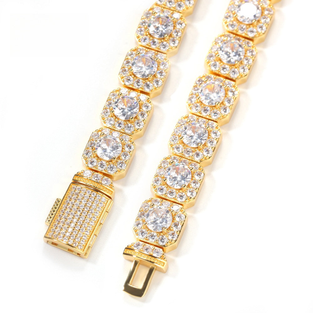 Men’s Iced Out Cuban Link Necklace with Cubic Zirconia Pendant Chain in Gold or Silver