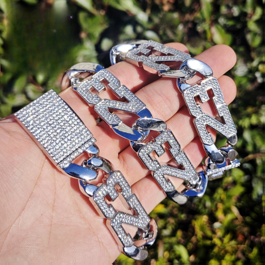 Iced Out Number Chain Necklace for Unisex