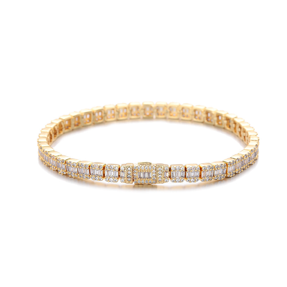 5mm Iced Out Geometric Link Bracelet, Hip Hop Chain Bracelet, Unisex