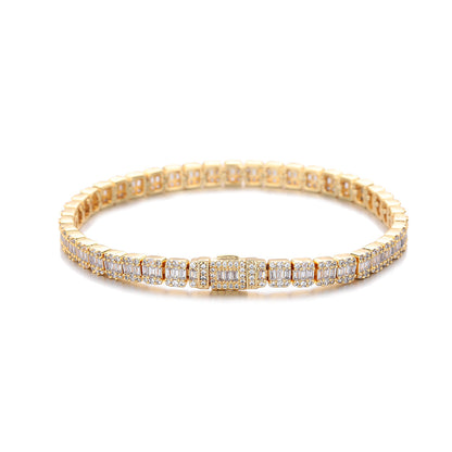 5mm Iced Out Geometric Link Bracelet, Hip Hop Chain Bracelet, Unisex