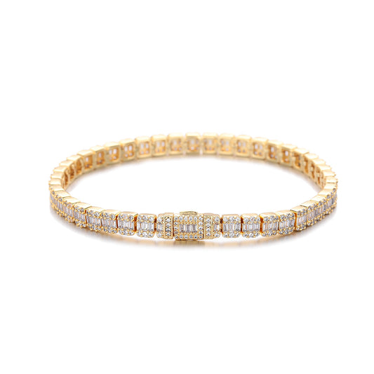5mm Iced Out Geometric Link Bracelet, Hip Hop Chain Bracelet, Unisex