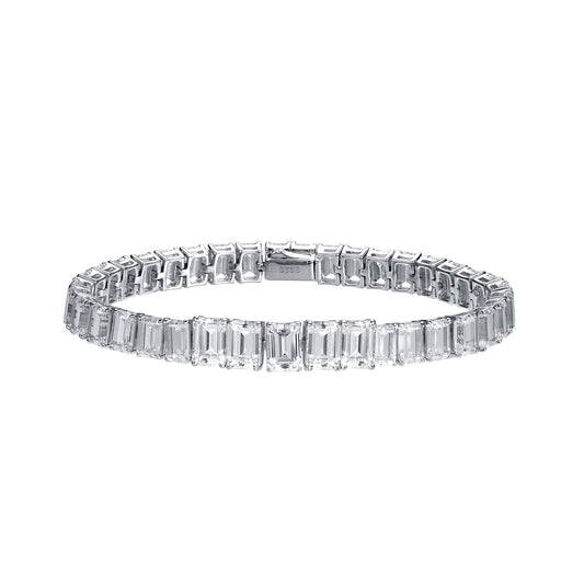 Emerald-Cut Moissanite Tennis Bracelet, S925 Silver, 18k Gold-Plated product image