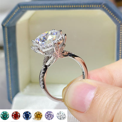 Oval Halo Moissanite Ring for Women, 3 Carat & 5 Carat Color Stone Engagement Ring