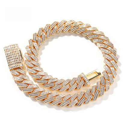 Men’s Iced Out Cuban Link Chain Necklace & Bracelet Set with Cubic Zirconia, Gold or Silver Tone, 20MM Statement Jewelry