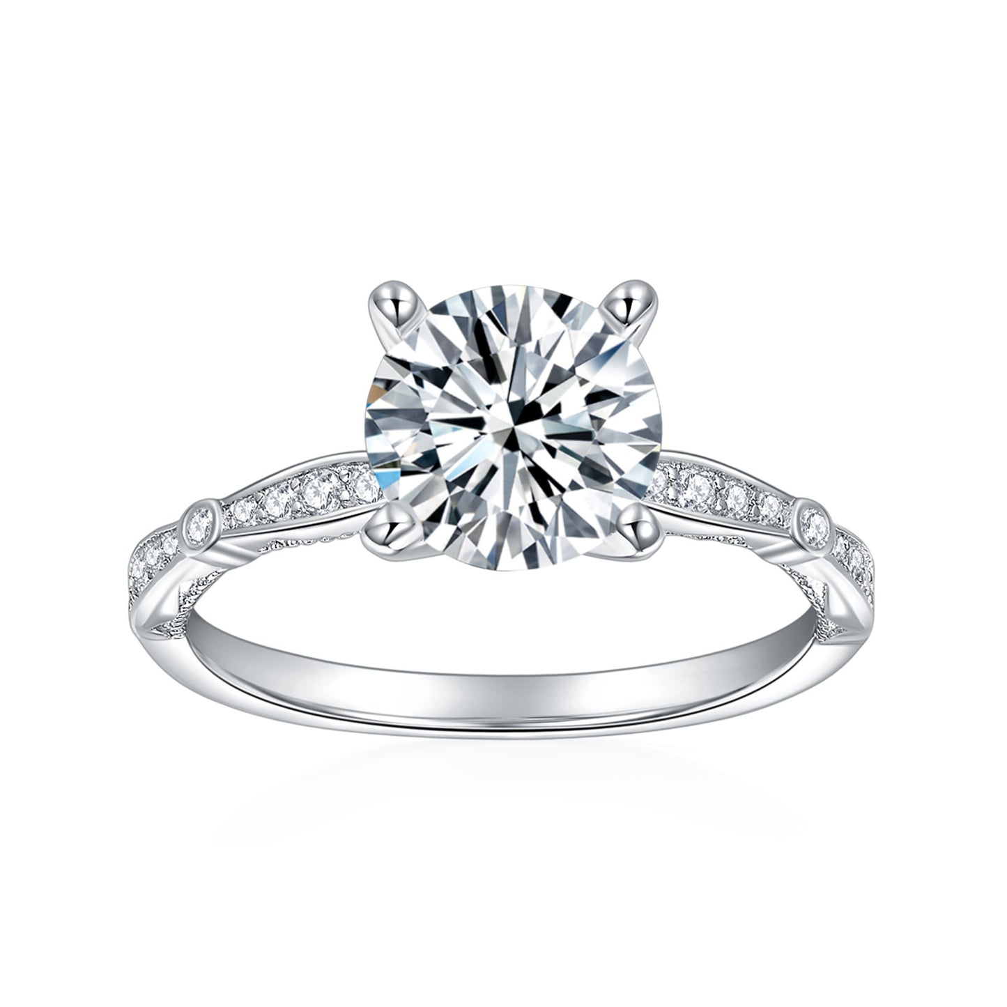 Round 7.5mm Moissanite Ring, 18K Gold-Plated Solitaire Promise Ring for Women product image