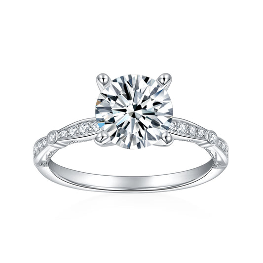 Round 7.5mm Moissanite Ring, 18K Gold-Plated Solitaire Promise Ring for Women product image