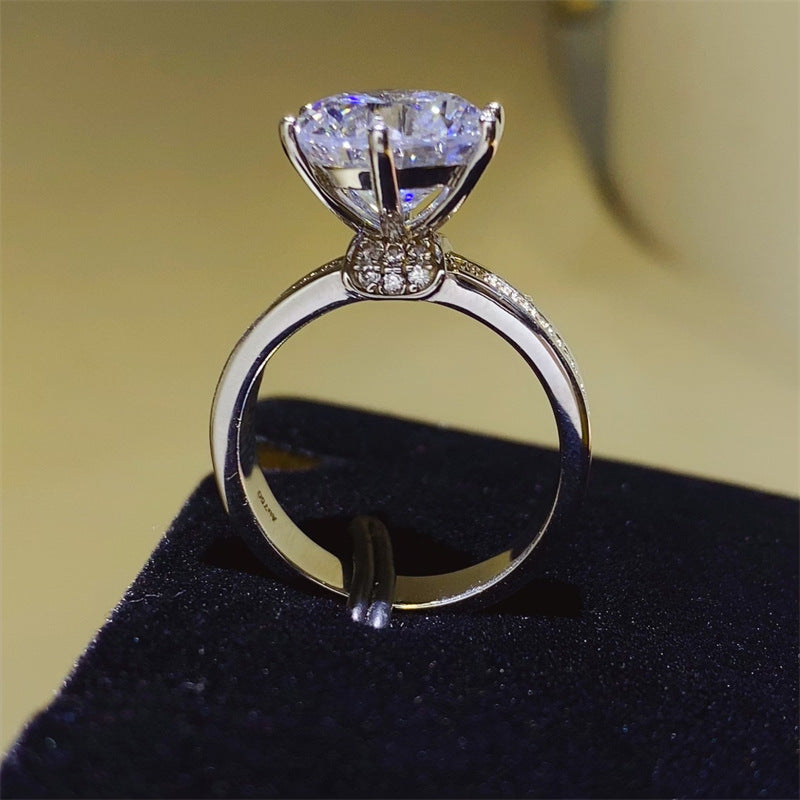 Moissanite Ring for Women Hidden Halo Solitaire Engagement Ring with U-Shaped Band, 1CT 2CT 3CT 5CT product image