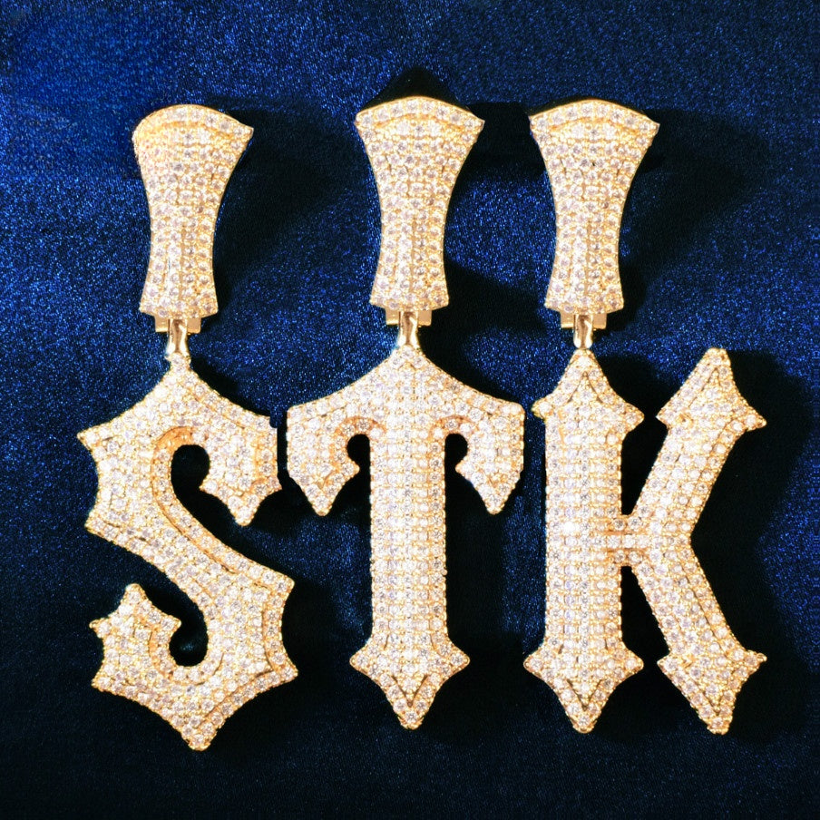 Iced Out Letter Pendant Necklace