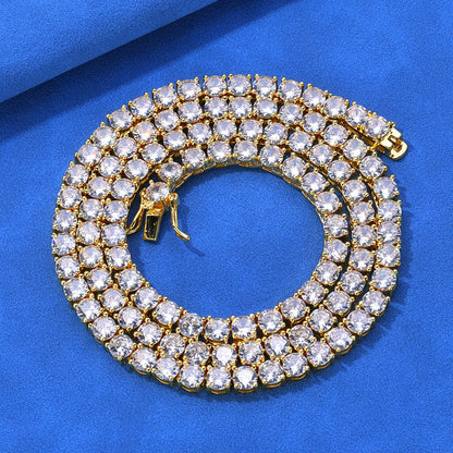 4-8 mm Round CZ Tennis Hip Hop Necklace with Copper Base - CHA003
